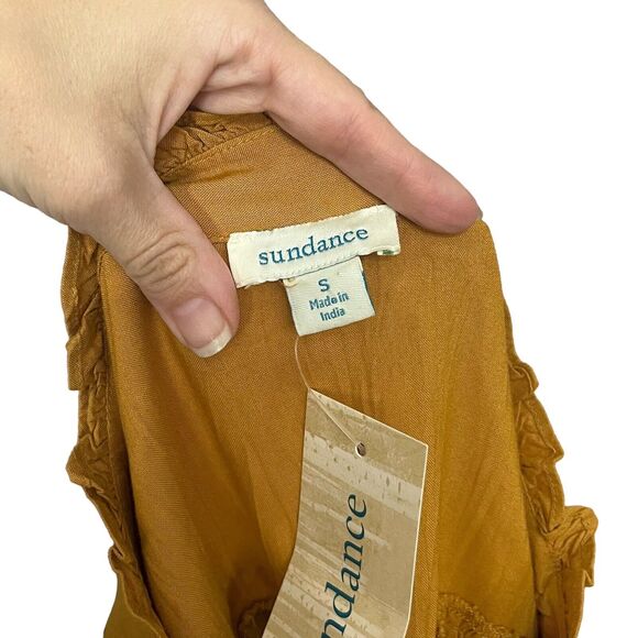 Sundance Femme Militaire Blouse Crinkle Button Down Long Sleeve Ruffle - Picture 7 of 9